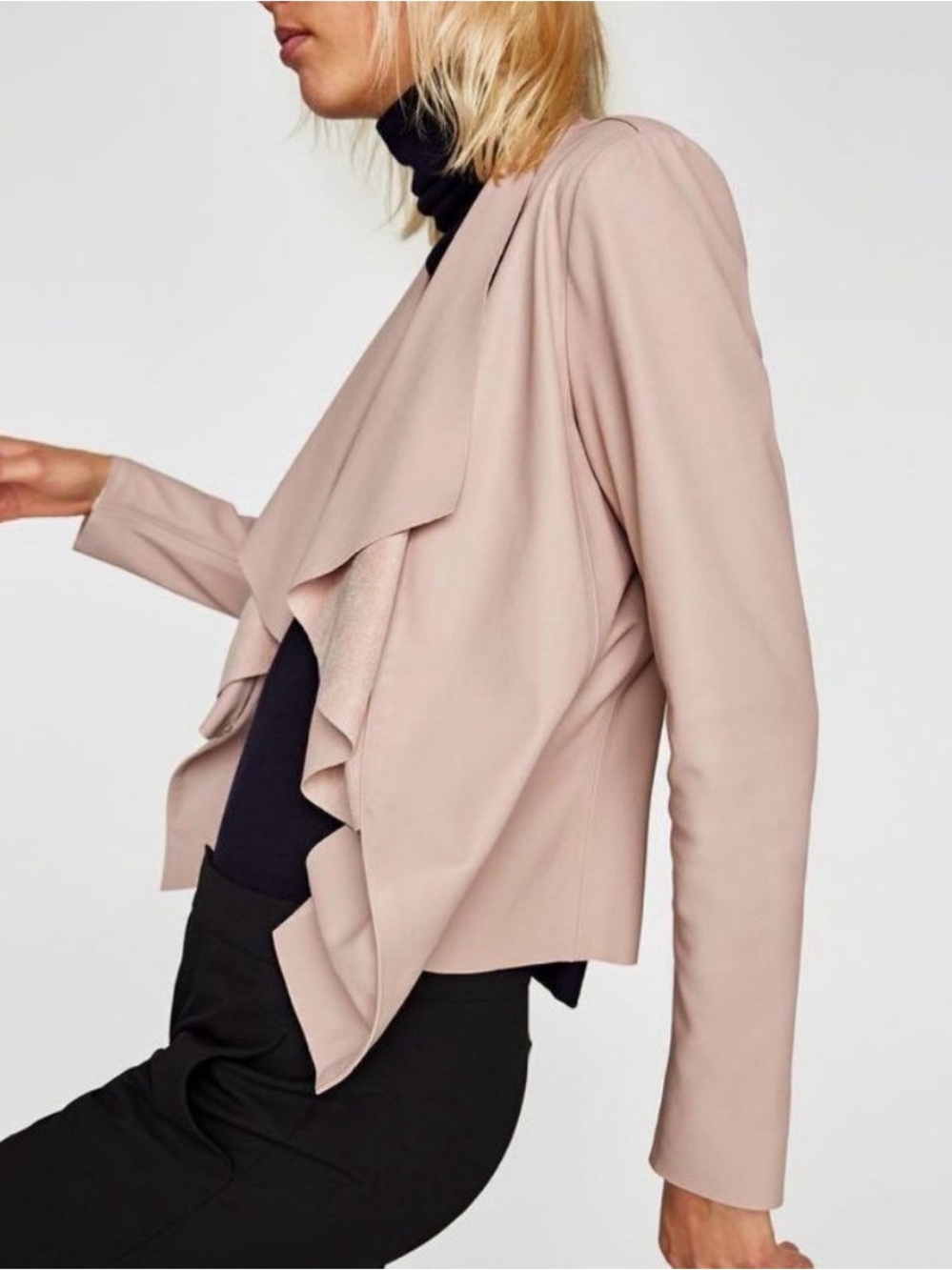 Zara Draped Faux Leather Jacket
